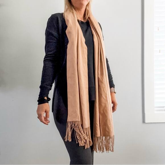 Unbranded Accessories - Unbranded | Cashmere Camel Caramel Long Fringe Unisex Scarf Wrap Soft Warm Tan